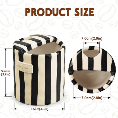 10oz Ceramic Coffee Mug with Sip Hole, Striped Espresso Cups for Hot & Cold Drinks and Microwave & Dishwasher & Freezer Safe, Ideal for Home Desk Kitchen Office Dorm Cafe Travel Daily - Brown