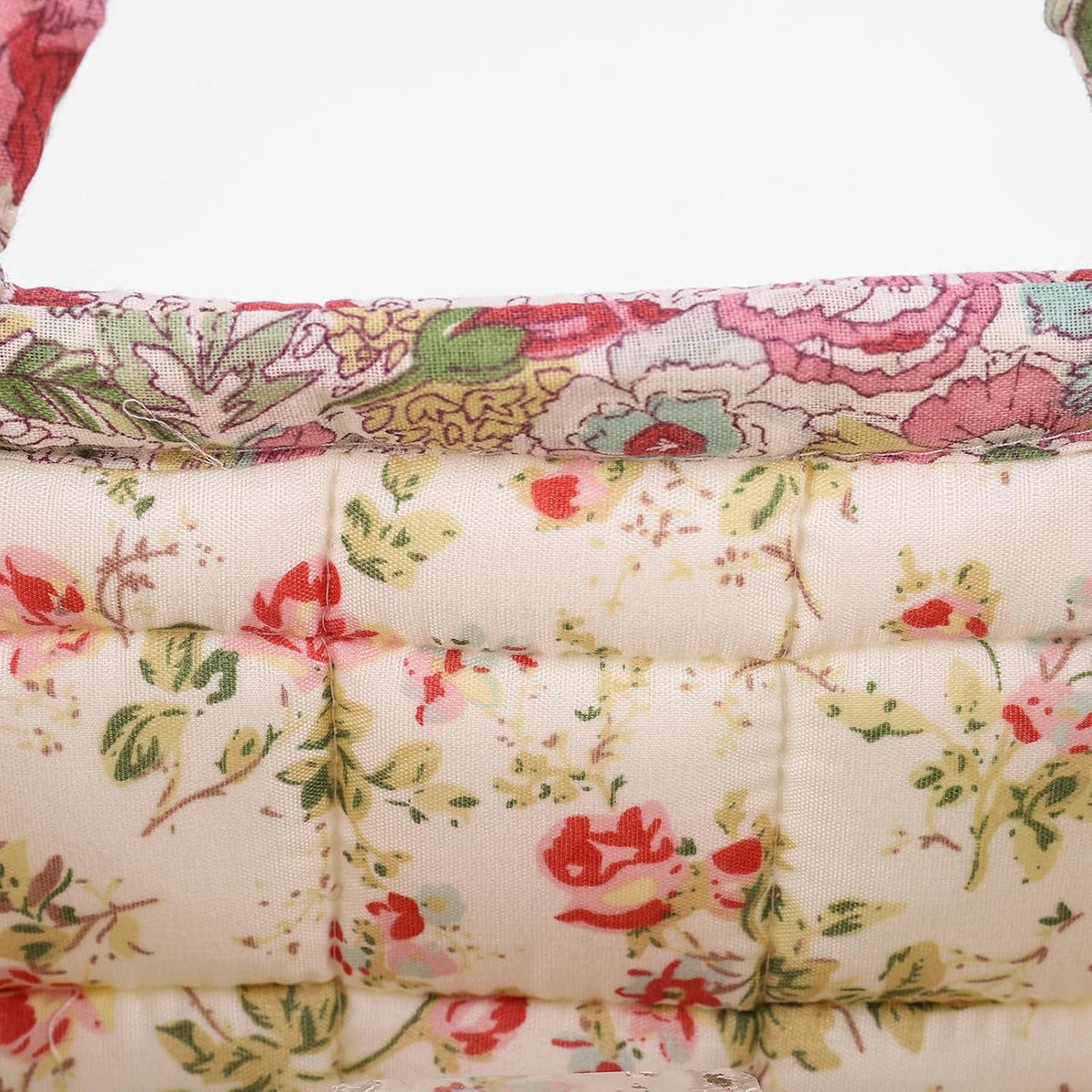 Quilted Fabric Storage Basket Floral Baby Diaper Caddy Quilted Basket for Nursery Bedroom Car Storage
