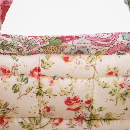 Quilted Fabric Storage Basket Floral Baby Diaper Caddy Quilted Basket for Nursery Bedroom Car Storage