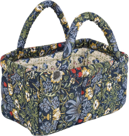 Quilted Fabric Storage Basket Floral Baby Diaper Caddy Quilted Basket for Nursery Bedroom Car Storage
