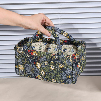 Quilted Fabric Storage Basket Floral Baby Diaper Caddy Quilted Basket for Nursery Bedroom Car Storage