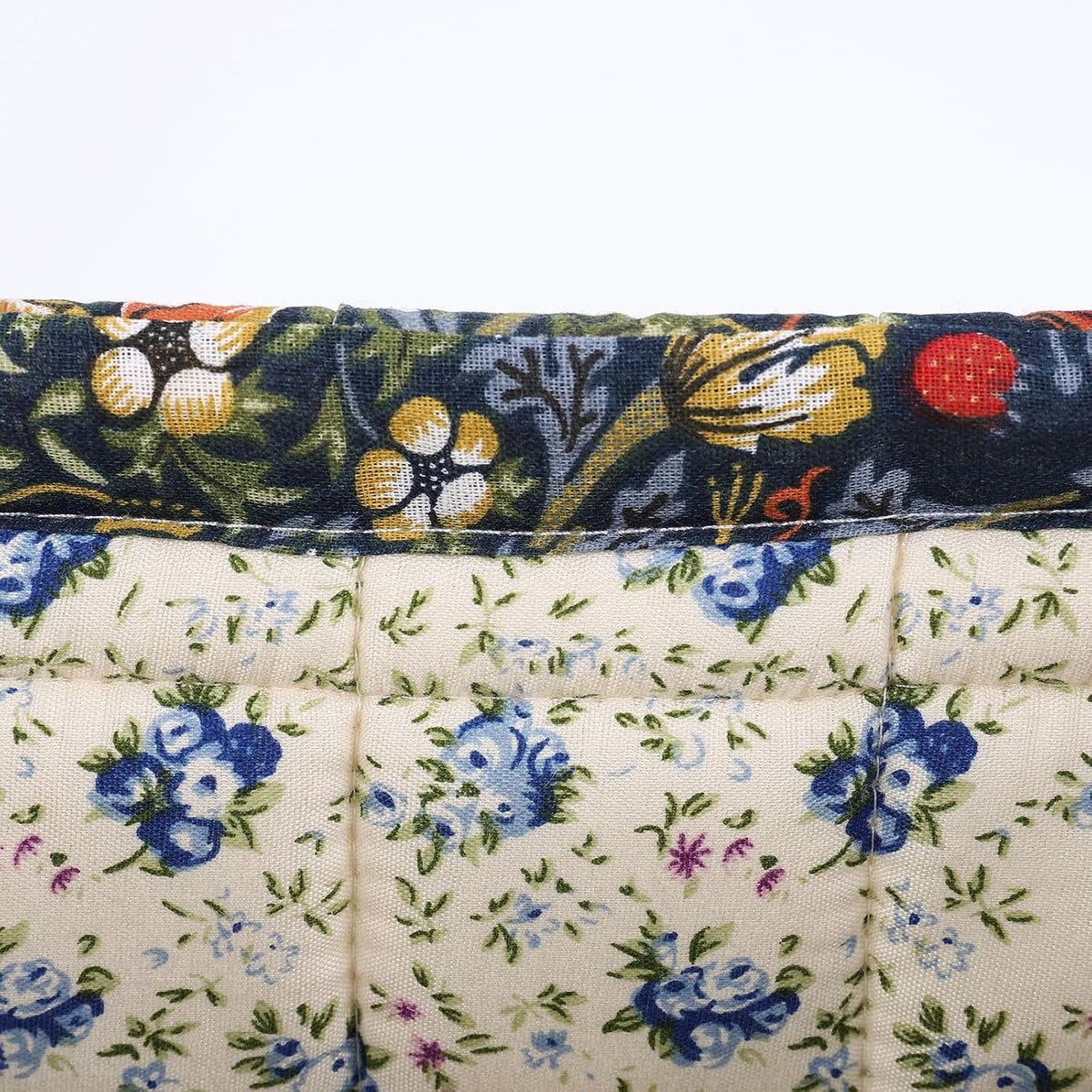 Quilted Fabric Storage Basket Floral Baby Diaper Caddy Quilted Basket for Nursery Bedroom Car Storage