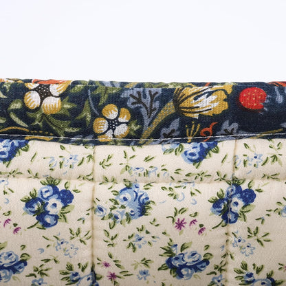 Quilted Fabric Storage Basket Floral Baby Diaper Caddy Quilted Basket for Nursery Bedroom Car Storage