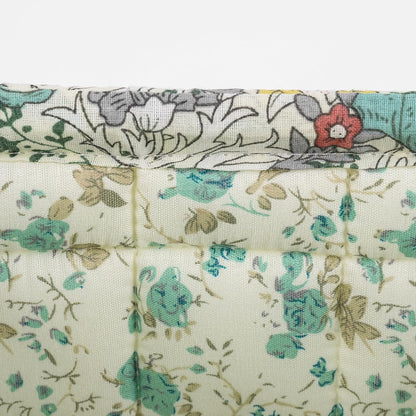 Quilted Fabric Storage Basket Floral Baby Diaper Caddy Quilted Basket for Nursery Bedroom Car Storage