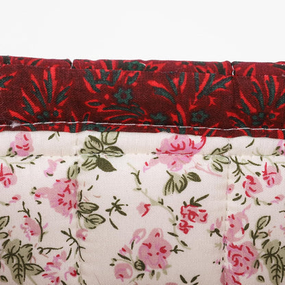 Quilted Fabric Storage Basket Floral Baby Diaper Caddy Quilted Basket for Nursery Bedroom Car Storage
