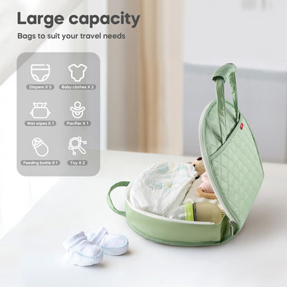 Portable Waterproof Leather Diaper Changing Pad Compact for Travel Diaper Bag, Easy Clean, Newborn Baby, Green