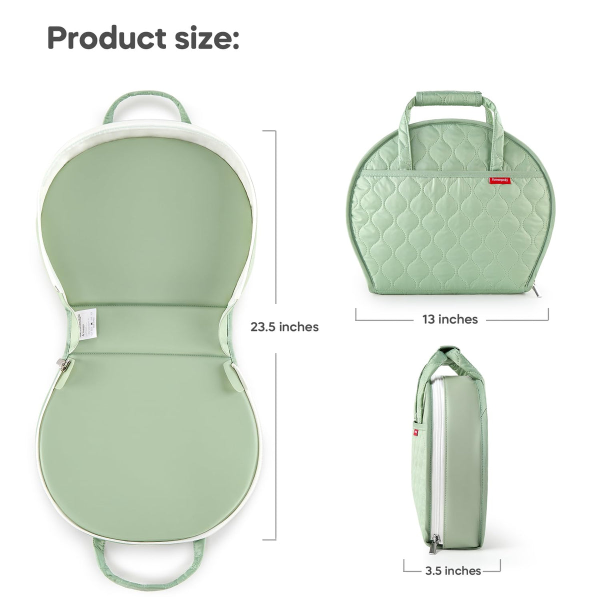 Portable Waterproof Leather Diaper Changing Pad Compact for Travel Diaper Bag, Easy Clean, Newborn Baby, Green