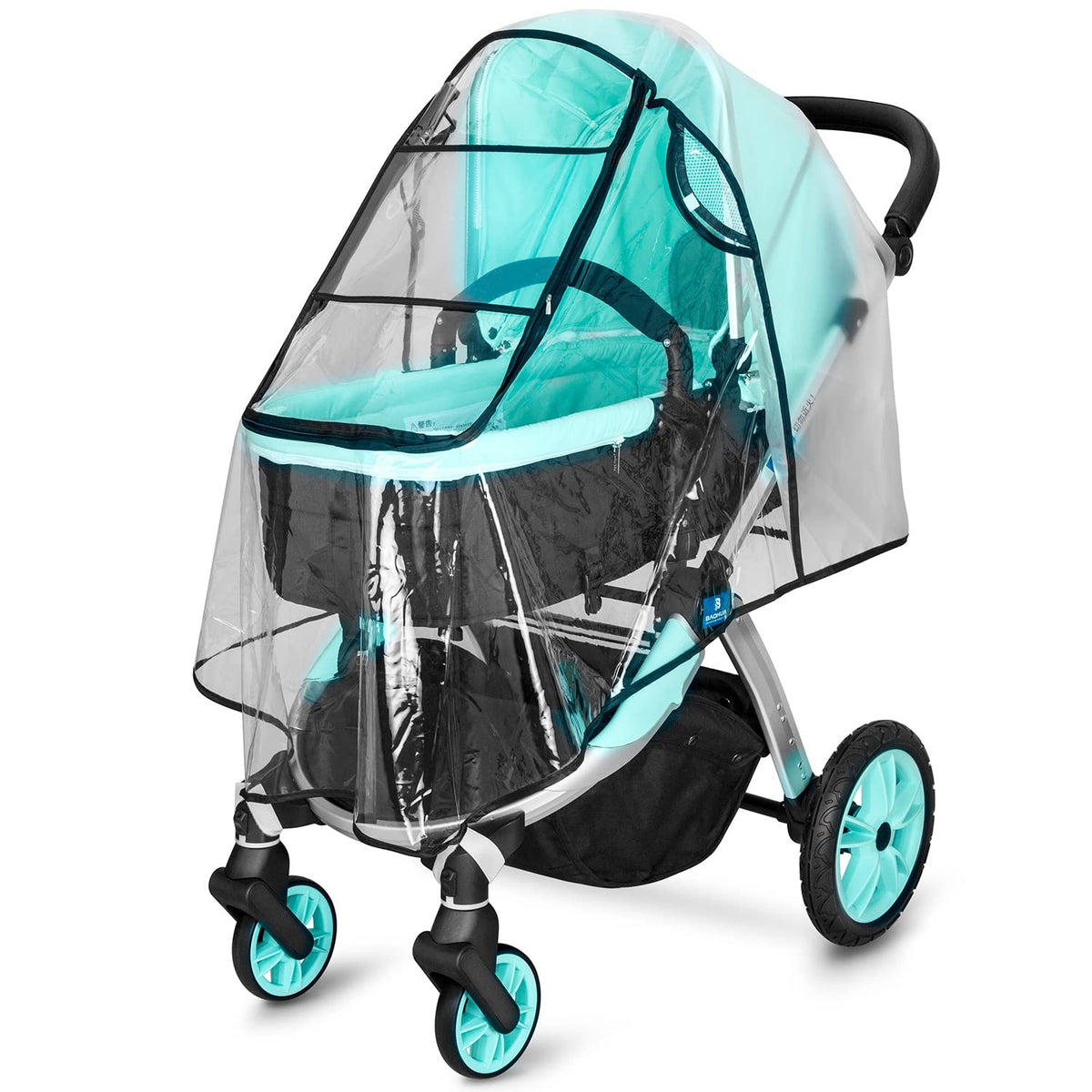 Stroller Rain Cover, Universal Baby Travel Weather Shield, Clear, Waterproof, Windproof, Breathable Ventilated, Fits Most Single Strollers, Protects from Rain, Wind, Dust and Snow