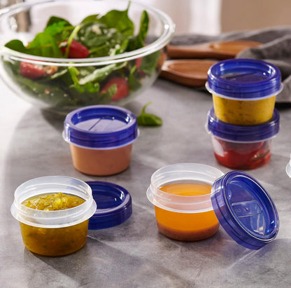6 Pack Twist Cap Food Storage Containers with Blue Screw on Lid- 4 oz Reusable Meal Prep Containers - Small Freezer Containers Microwave Safe Blue Plastic Food Storage