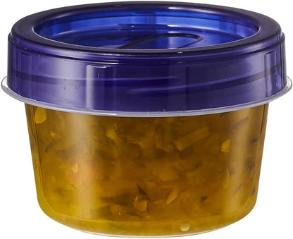 6 Pack Twist Cap Food Storage Containers with Blue Screw on Lid- 4 oz Reusable Meal Prep Containers - Small Freezer Containers Microwave Safe Blue Plastic Food Storage