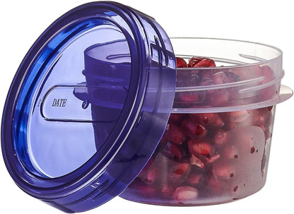 6 Pack Twist Cap Food Storage Containers with Blue Screw on Lid- 4 oz Reusable Meal Prep Containers - Small Freezer Containers Microwave Safe Blue Plastic Food Storage