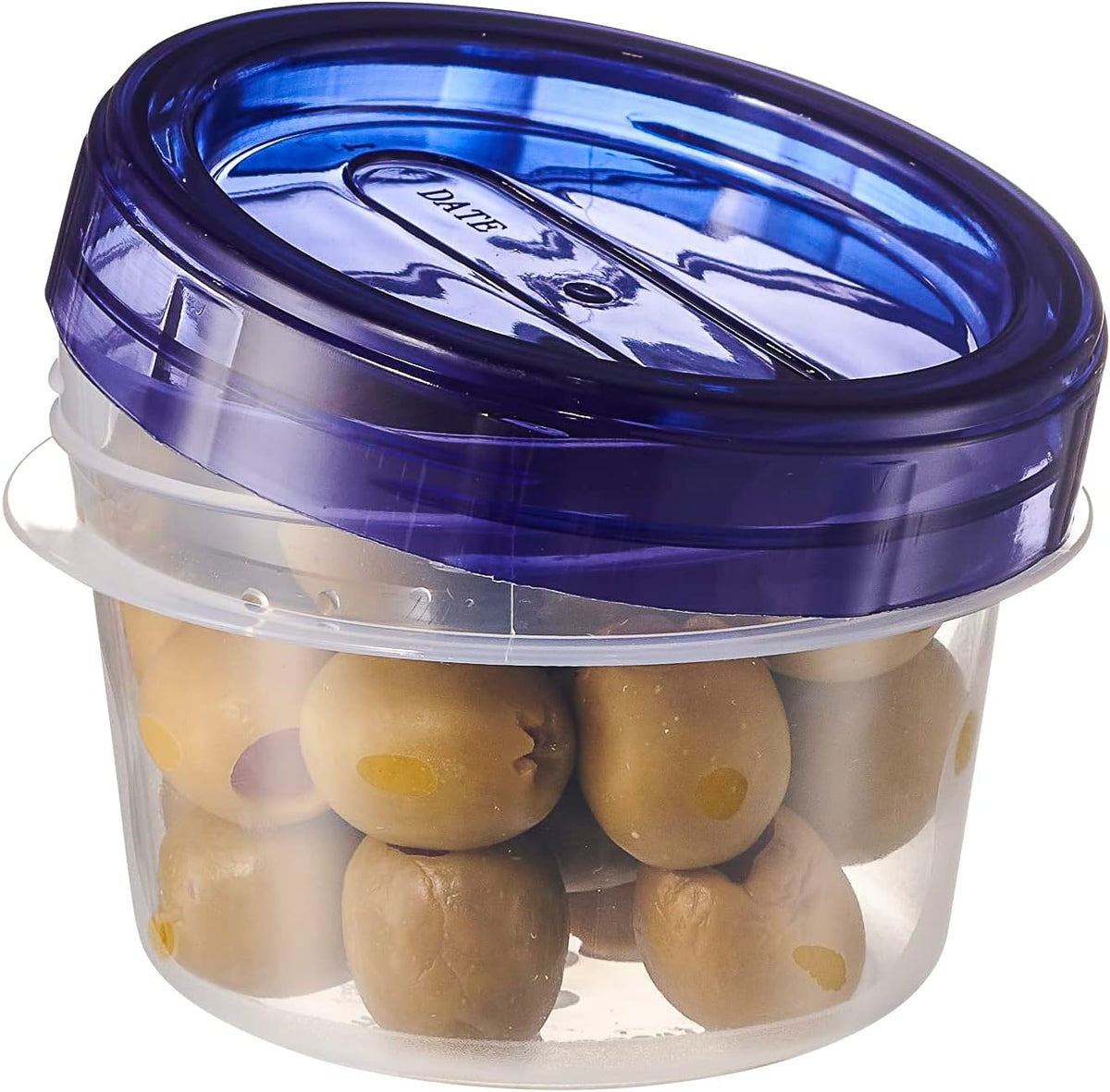 6 Pack Twist Cap Food Storage Containers with Blue Screw on Lid- 4 oz Reusable Meal Prep Containers - Small Freezer Containers Microwave Safe Blue Plastic Food Storage
