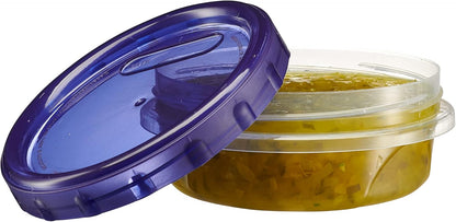 6 Pack Twist Cap Food Storage Containers with Blue Screw on Lid- 4 oz Reusable Meal Prep Containers - Small Freezer Containers Microwave Safe Blue Plastic Food Storage
