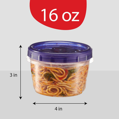 6 Pack Twist Cap Food Storage Containers with Blue Screw on Lid- 4 oz Reusable Meal Prep Containers - Small Freezer Containers Microwave Safe Blue Plastic Food Storage