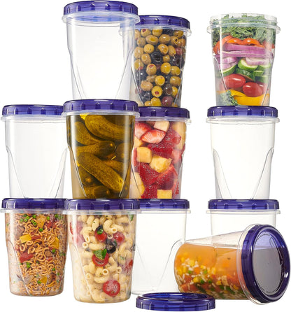 6 Pack Twist Cap Food Storage Containers with Blue Screw on Lid- 4 oz Reusable Meal Prep Containers - Small Freezer Containers Microwave Safe Blue Plastic Food Storage