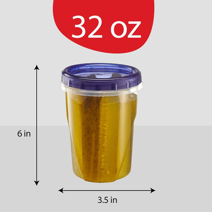 6 Pack Twist Cap Food Storage Containers with Blue Screw on Lid- 4 oz Reusable Meal Prep Containers - Small Freezer Containers Microwave Safe Blue Plastic Food Storage