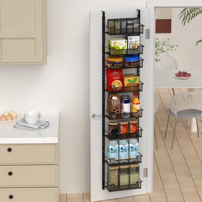 12.3" W Narrow Over the Door Pantry Organizer, 6-Tier Over the Door Organizer with Adjustable Basket, Pantry Door Organization for Pantry Kitchen Storage Room Spice Rack, White