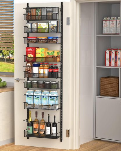 12.3" W Narrow Over the Door Pantry Organizer, 6-Tier Over the Door Organizer with Adjustable Basket, Pantry Door Organization for Pantry Kitchen Storage Room Spice Rack, White