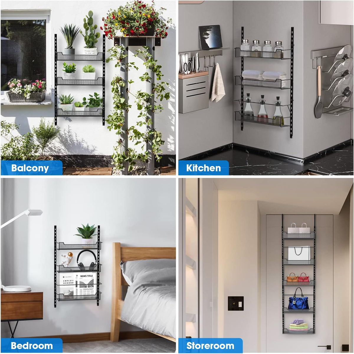 12.3" W Narrow Over the Door Pantry Organizer, 6-Tier Over the Door Organizer with Adjustable Basket, Pantry Door Organization for Pantry Kitchen Storage Room Spice Rack, White