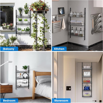 12.3" W Narrow Over the Door Pantry Organizer, 6-Tier Over the Door Organizer with Adjustable Basket, Pantry Door Organization for Pantry Kitchen Storage Room Spice Rack, White