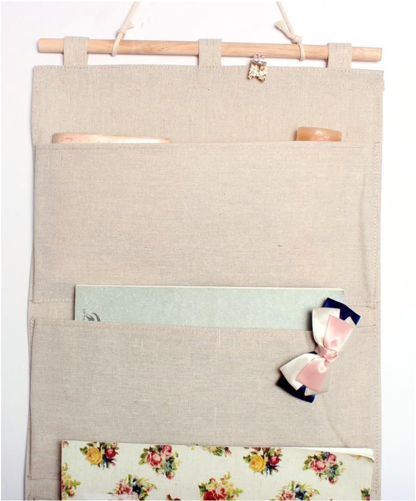 Linen/Cotton Fabric Wall Door Hanging Storage Pockets Home Organizer (4 Pockets)