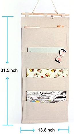 Linen/Cotton Fabric Wall Door Hanging Storage Pockets Home Organizer (4 Pockets)