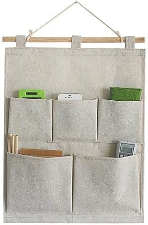 Linen/Cotton Fabric Wall Door Hanging Storage Pockets Home Organizer (4 Pockets)