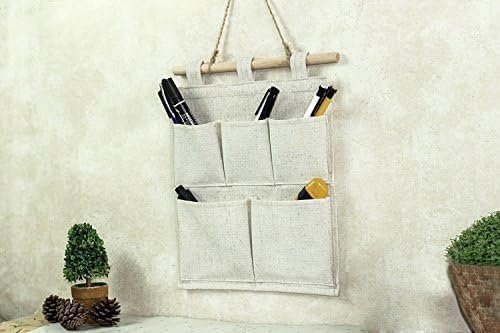 Linen/Cotton Fabric Wall Door Hanging Storage Pockets Home Organizer (4 Pockets)