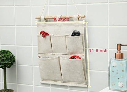 Linen/Cotton Fabric Wall Door Hanging Storage Pockets Home Organizer (4 Pockets)