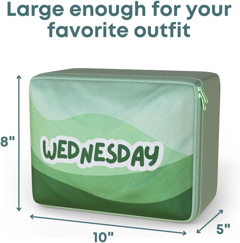 Packing Cubes for Kids & Baby Days of the Week 7 Set Daily Outfit Suitcase Organizers for Boys and Girls Summer Camp, Cruise, and Family Vacation (Large)