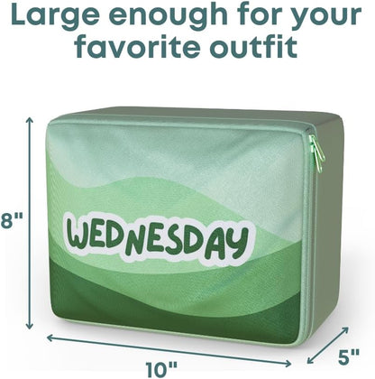 Packing Cubes for Kids & Baby Days of the Week 7 Set Daily Outfit Suitcase Organizers for Boys and Girls Summer Camp, Cruise, and Family Vacation (Large)