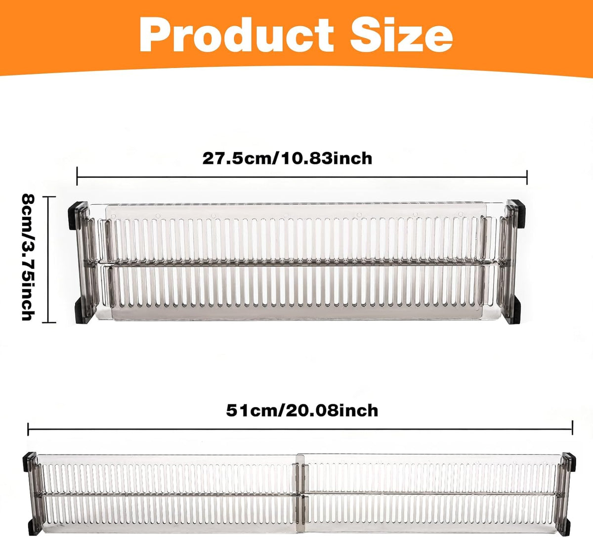 12 Pack Drawer Dividers for Clothes, 3.15" High, 10.83-20.08'' Adjustable