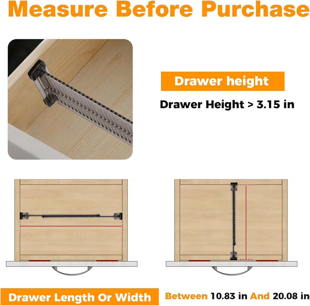12 Pack Drawer Dividers for Clothes, 3.15" High, 10.83-20.08'' Adjustable