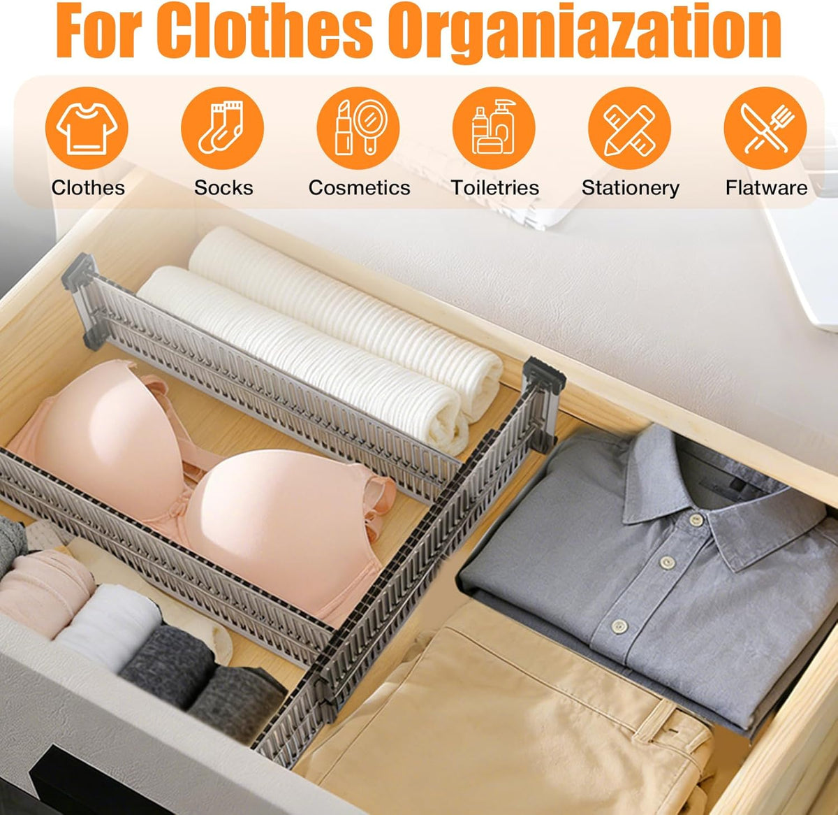 12 Pack Drawer Dividers for Clothes, 3.15" High, 10.83-20.08'' Adjustable