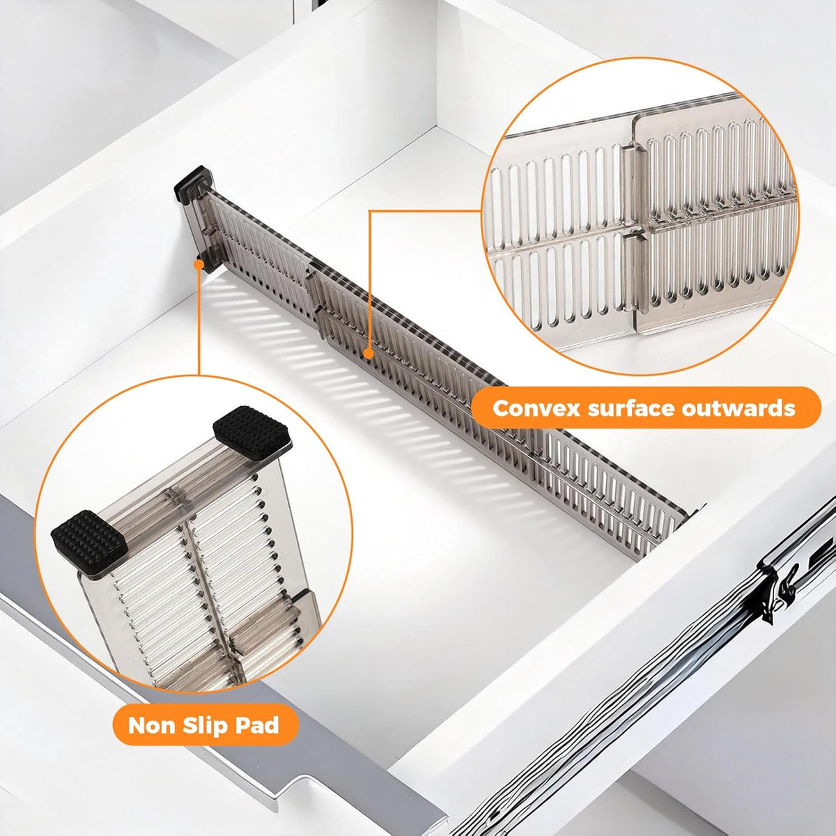12 Pack Drawer Dividers for Clothes, 3.15" High, 10.83-20.08'' Adjustable