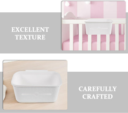 2pcs Bedside Storage Box Hanging Diaper Organizer for Crib and Changing Table, White Pp Material Space-saving Design and Easy Access Convenience for New Moms