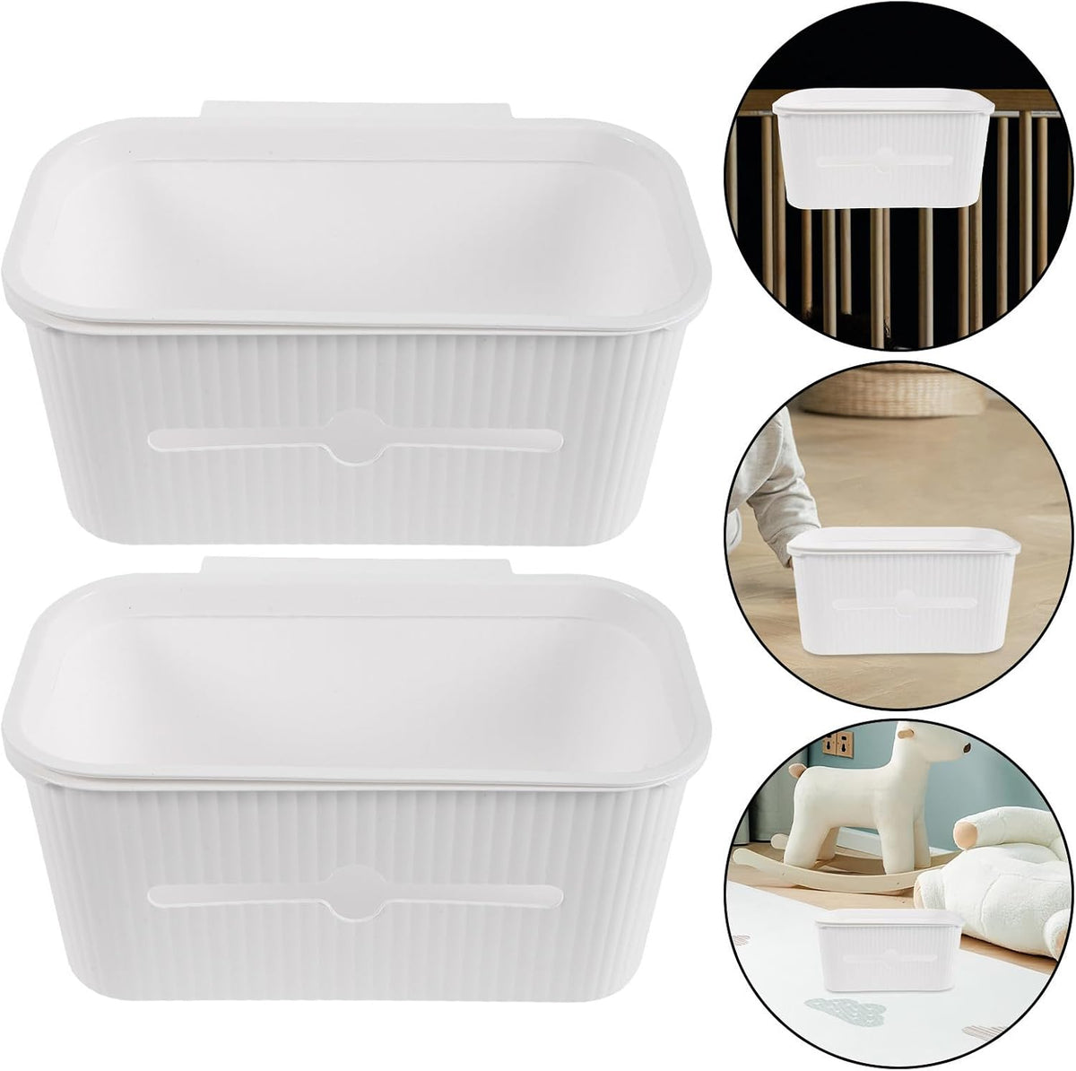 2pcs Bedside Storage Box Hanging Diaper Organizer for Crib and Changing Table, White Pp Material Space-saving Design and Easy Access Convenience for New Moms