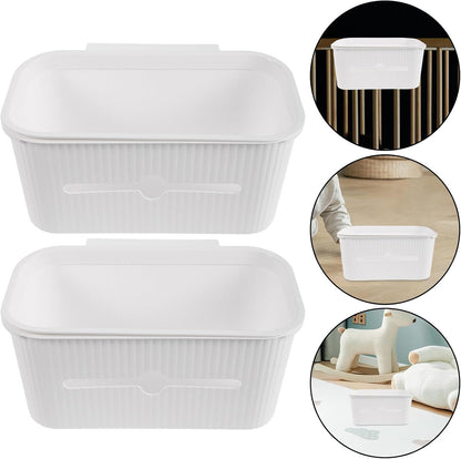2pcs Bedside Storage Box Hanging Diaper Organizer for Crib and Changing Table, White Pp Material Space-saving Design and Easy Access Convenience for New Moms