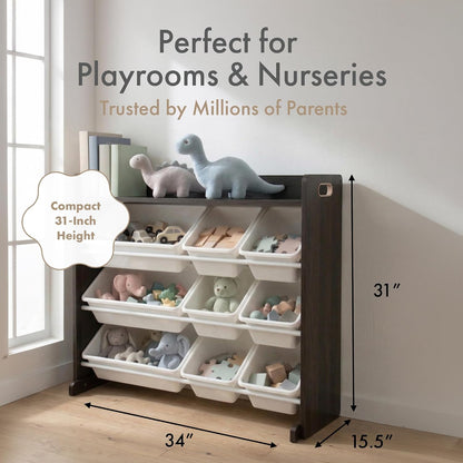 Kids Toy Organizer with Display Shelf, 9 Bins, 3 Tier Storage