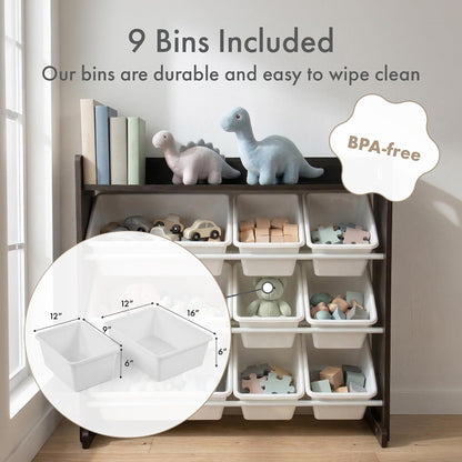 Kids Toy Organizer with Display Shelf, 9 Bins, 3 Tier Storage