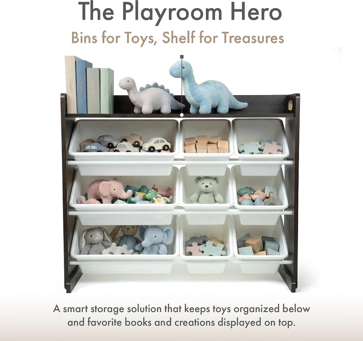 Kids Toy Organizer with Display Shelf, 9 Bins, 3 Tier Storage