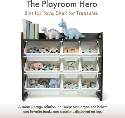 Kids Toy Organizer with Display Shelf, 9 Bins, 3 Tier Storage