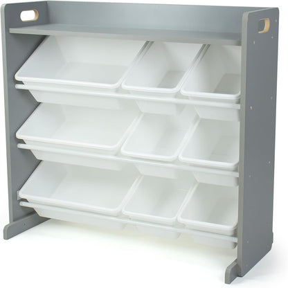 Kids Toy Organizer with Display Shelf, 9 Bins, 3 Tier Storage