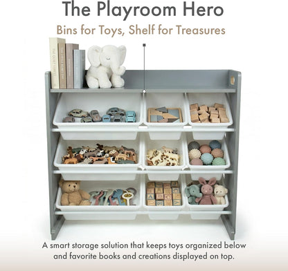 Kids Toy Organizer with Display Shelf, 9 Bins, 3 Tier Storage
