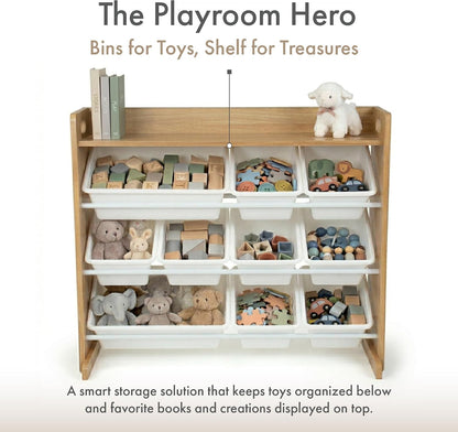 Kids Toy Organizer with Display Shelf, 9 Bins, 3 Tier Storage