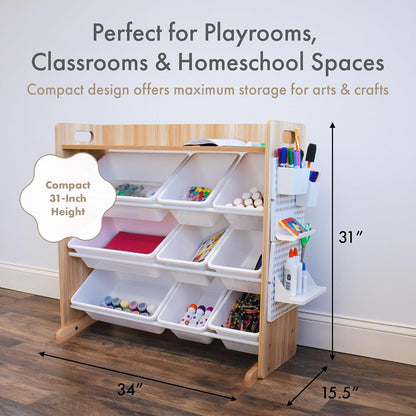 Kids Toy Organizer with Display Shelf, 9 Bins, 3 Tier Storage