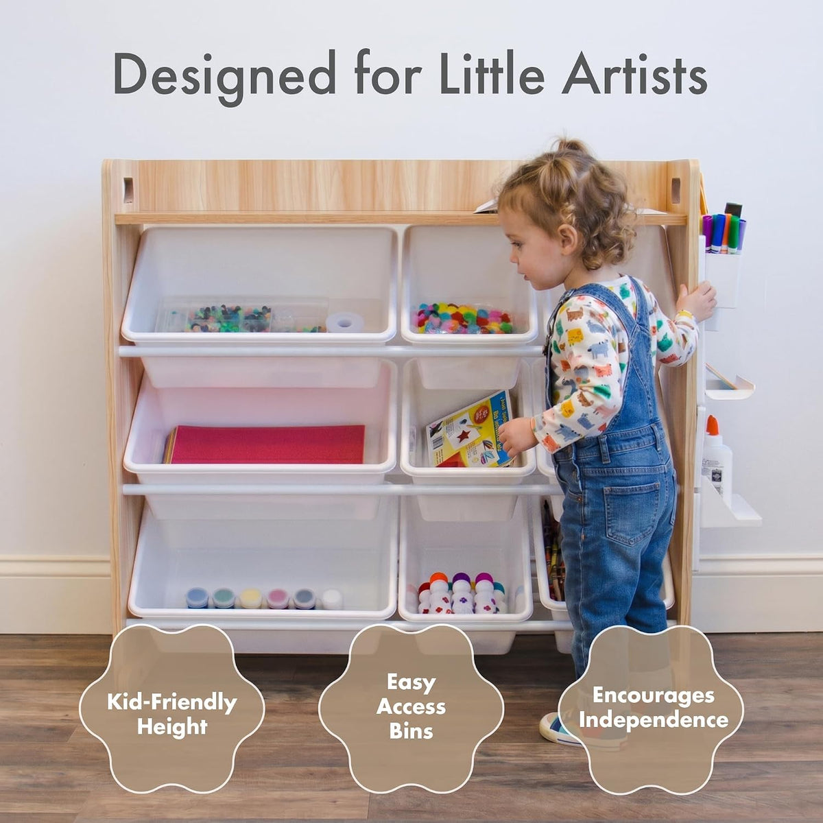 Kids Toy Organizer with Display Shelf, 9 Bins, 3 Tier Storage