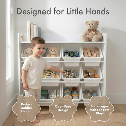 Kids Toy Organizer with Display Shelf, 9 Bins, 3 Tier Storage