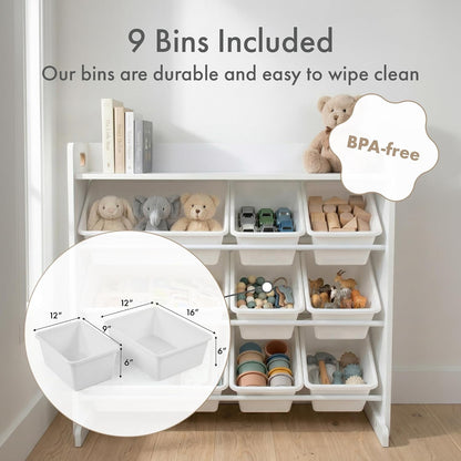 Kids Toy Organizer with Display Shelf, 9 Bins, 3 Tier Storage