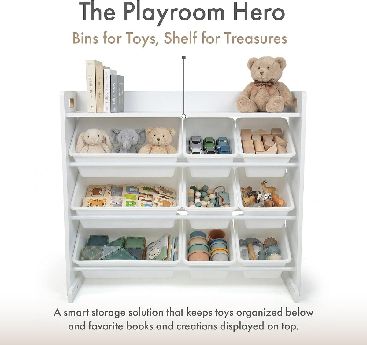 Kids Toy Organizer with Display Shelf, 9 Bins, 3 Tier Storage